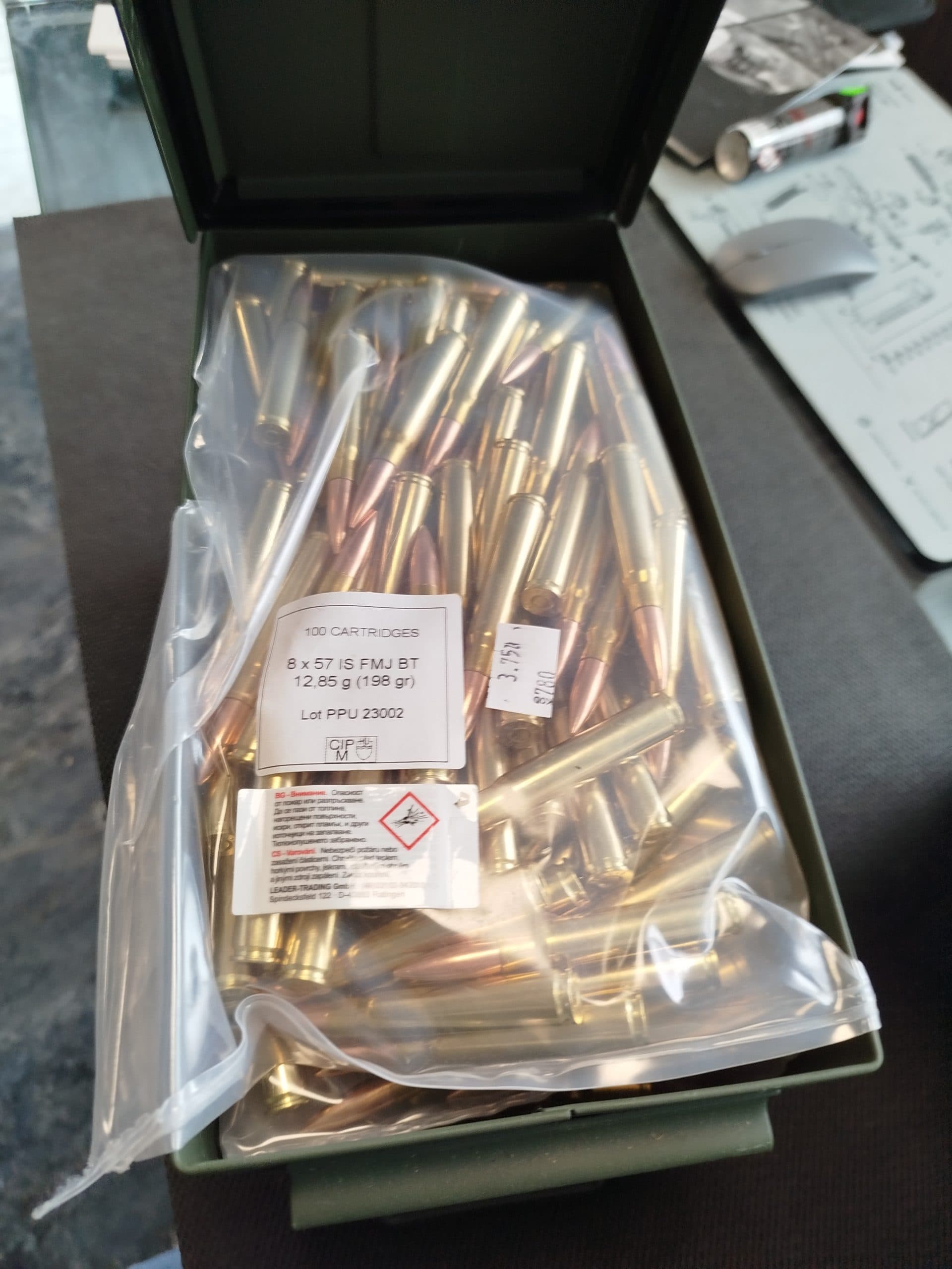 AMUNICJA 8X57 IS FMJ BT 198GR 500SZT SKRZYNKA METALOWA