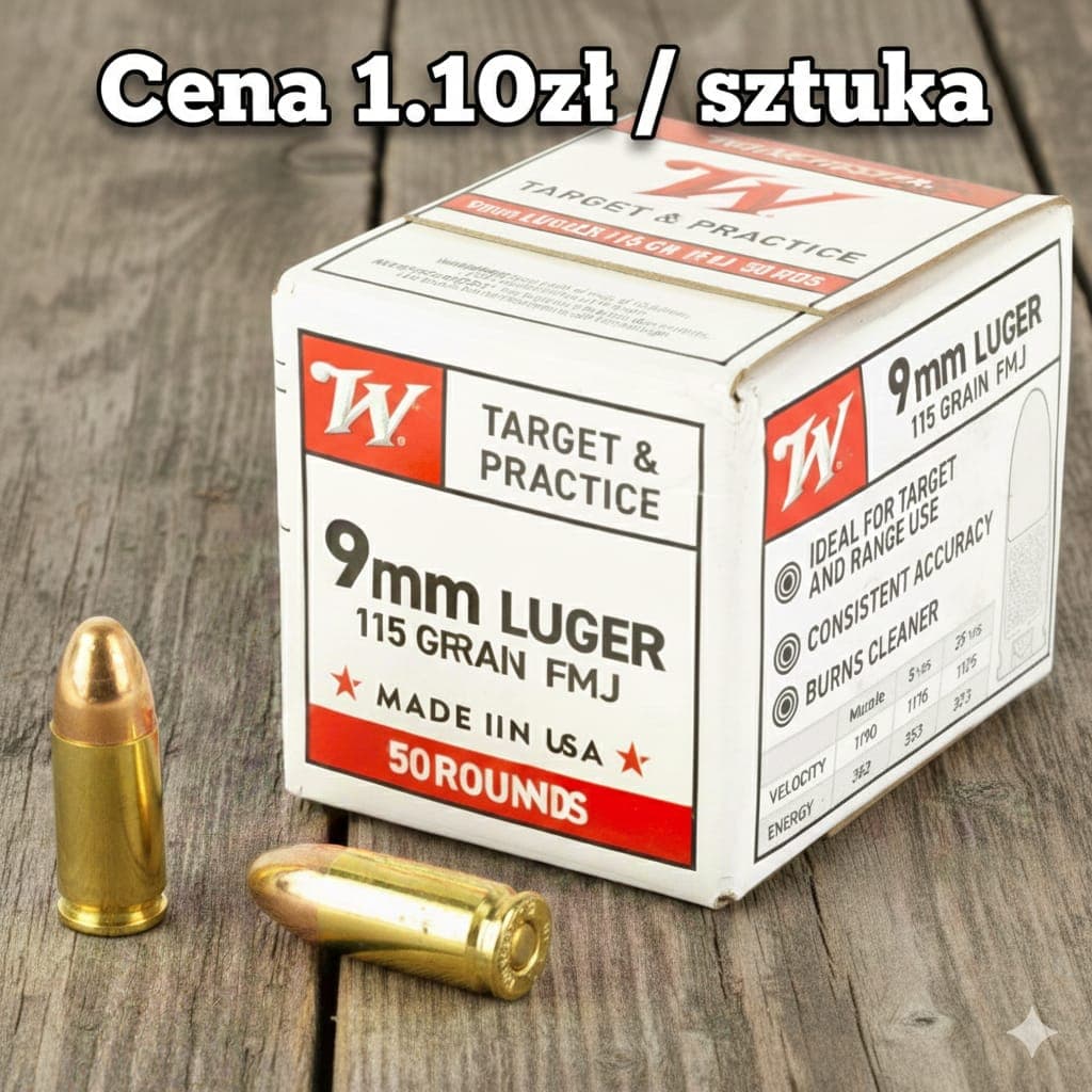 Amunicja Winchester 9 mm luger FMJ 124gr USA