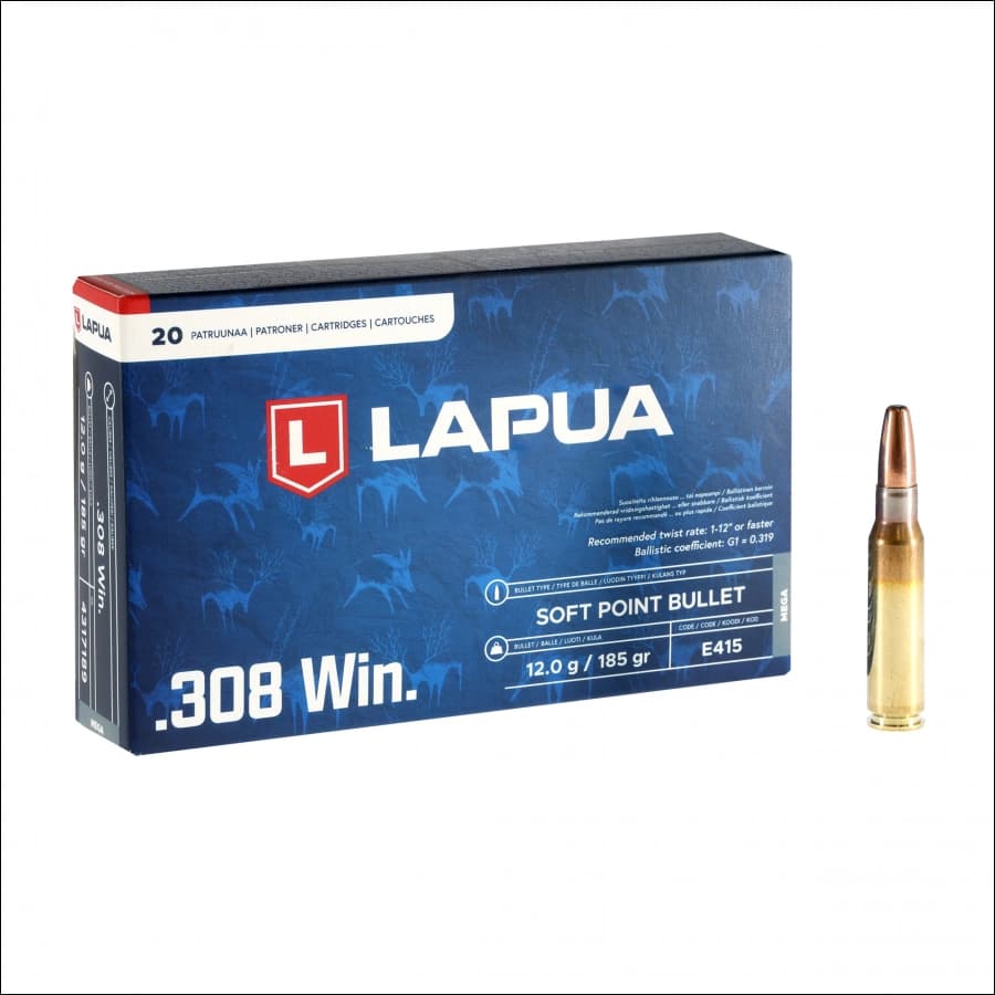 LAPUA .308 Win ammunition. MEGA 12g/185gr SP